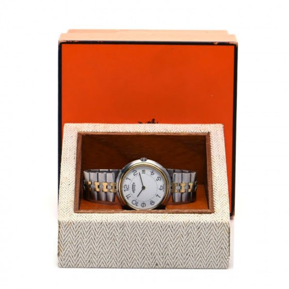 Hermes Stainless Steel 33mm Clipper Quartz Watch White - Picture 5 of 6